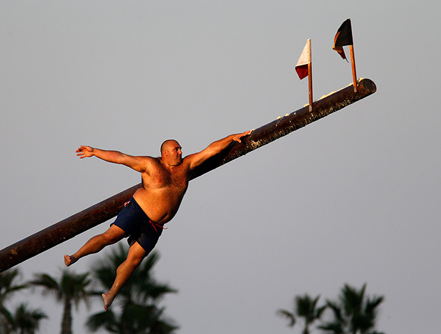 Weekend in pictures: Valletta, Malta: A man slips off the 