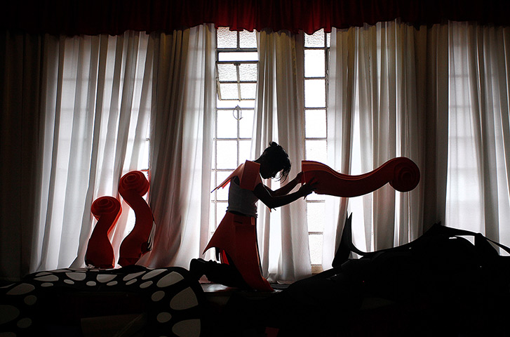 Selina Chin tries on her Notting Hill carnival costume