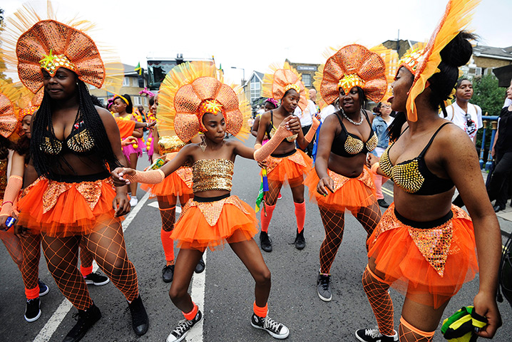 Notting Hill carnival: Dancers in fancy costumes take part