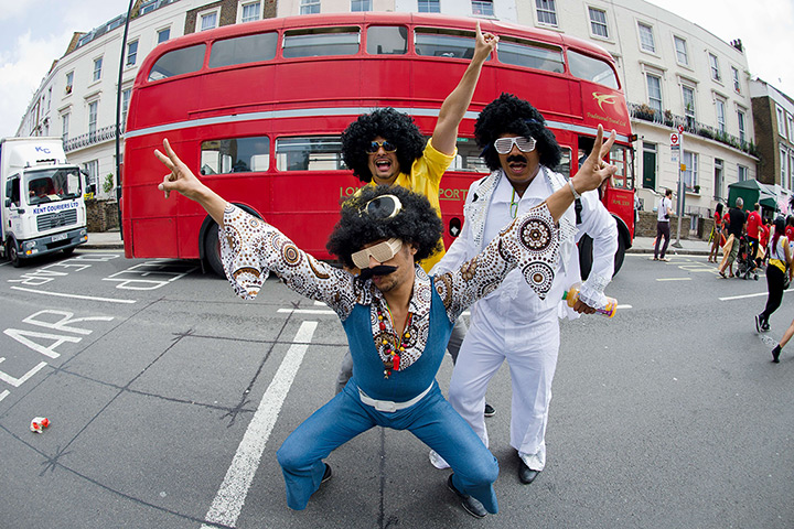 Revellers on the first day of the Notting Hill carnival
