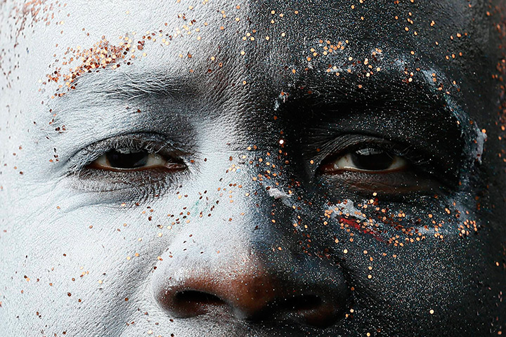 Notting Hill carnival: A painted face of a performer