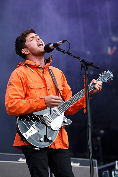 Reading festival: Sam McTrusty of Twin Atlantic on stage at Leeds Festival