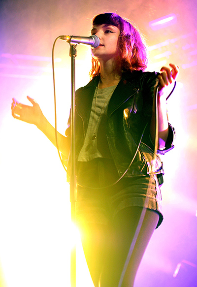 Reading festival: Lauren Mayberry of Chvrches performs on Day 2 of Leeds festival