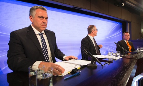 Shadow Treasurer Joe Hockey (left) and Treasurer Chris Bowen before the Treasurers Debate at the National Press Club in Canberra, Wednesday, Aug. 28, 2013.