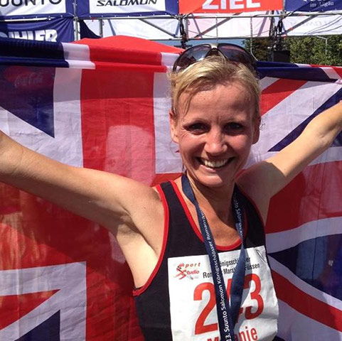 Highlight of your run: woman with gb flag