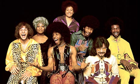 The Family: Errico, Rose, Sly, Cynthia Robinson,  Freddie Stone, Jerry Martini and Larry Graham.