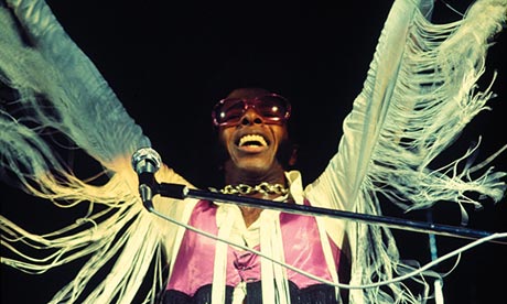 Sly Stone performing at Woodstock.