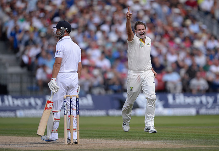 Tom 3rd test day 3: Ryan Harris celebrates dismissing Trott