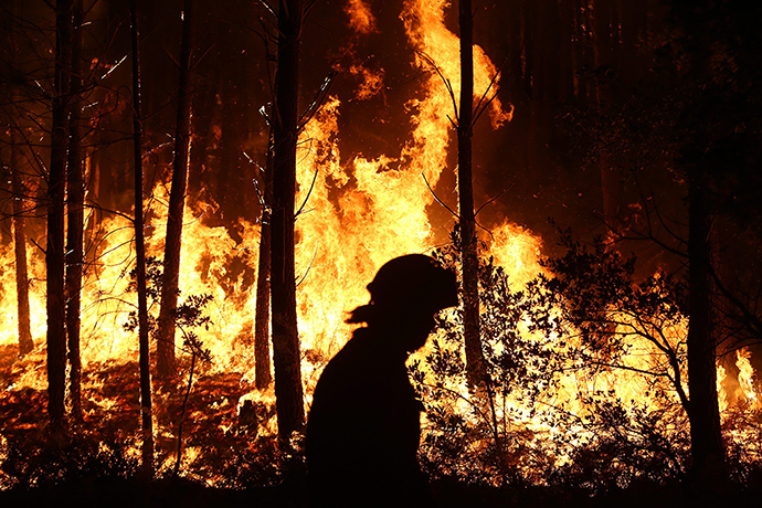 Wildfires in Portugal: Forest fire at Mondim de Basto