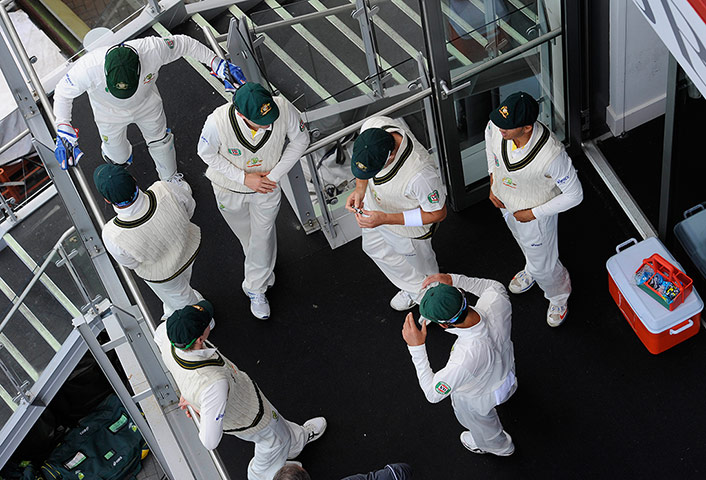 Ashes day four: Aussies wait for play