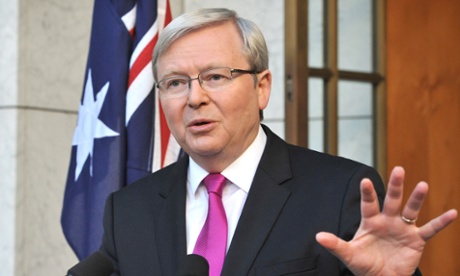 Australia's Prime Minister Kevin Rudd addresses the media.