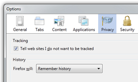 do not track privacy setting in mozilla firefox