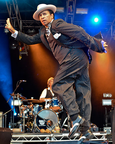 Kid Creole and the Coconuts on the Castle stage at Camp Bestival on Saturday night.