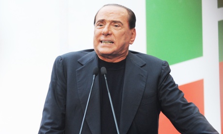 Silvio Berlusconi talks to supporters at a rally by the PDL party.