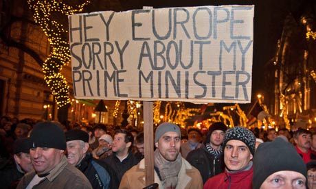 Demonstration against Hungary's new constitution