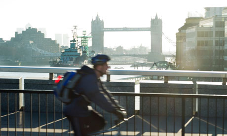 Cycling to work over London Bridge 