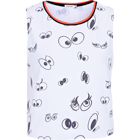 Sleeveless vests: Eye print