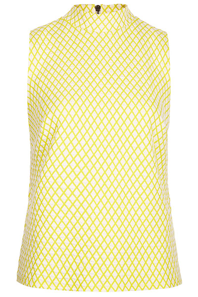 Sleeveless vests: Yellow grid print