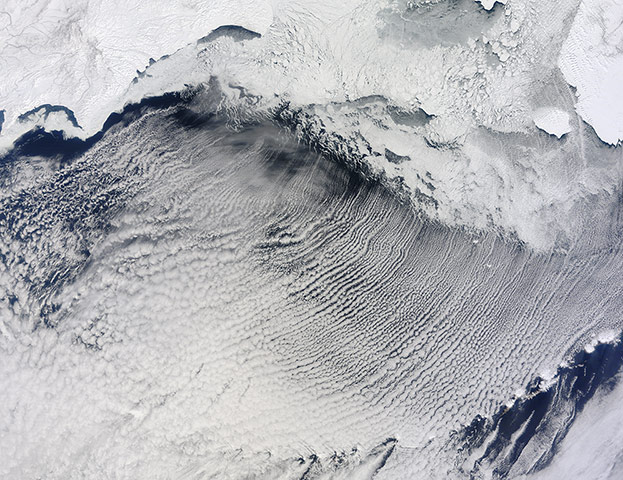 Satelitte Eye on Earth: Cloud Streets over the Bering Sea