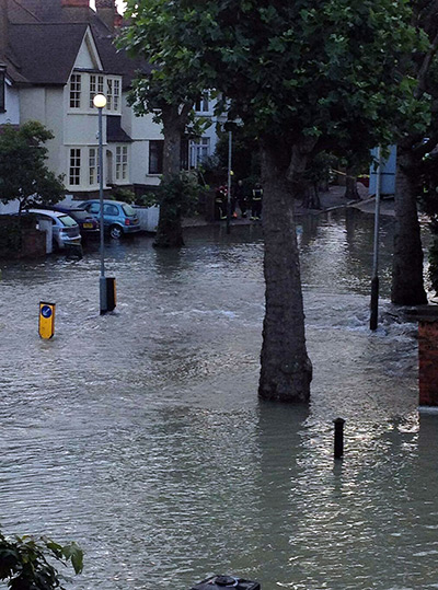 Herne Hill flood: Flooded side street