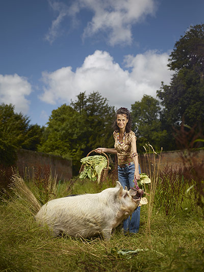 Pigs: Tracy Louise Ward, Marchioness of Worcester, and her 'Kune Kune' pigs at By