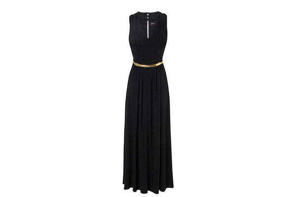 Eid clothes: Eid clothes black maxi dress with gold belt by Phase Eight