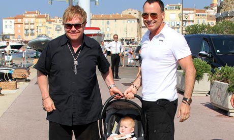 Sir Elton John and David Furnish with their baby  Zachary in Saint-Tropez, France - 04 Aug 2011