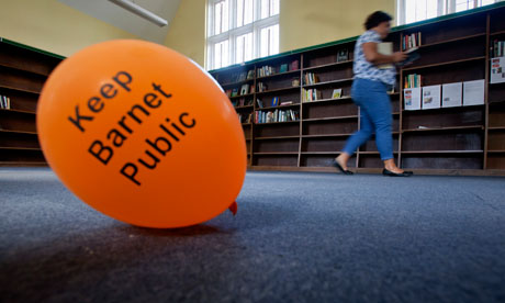 Balloon with 'keep Barnet public' written on it