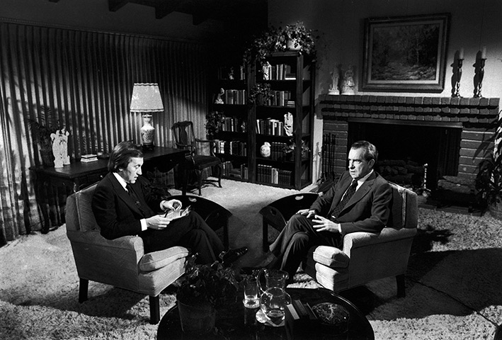 Sir David Frost: David Frost interviewing former President Richard Nixon in a rented house n