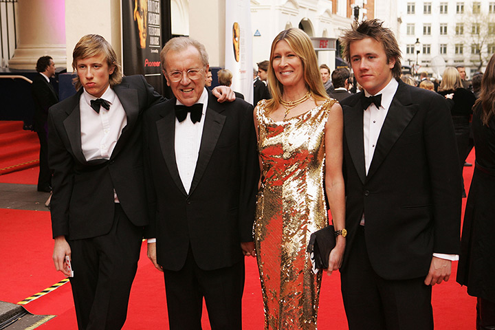 Sir David Frost: Sir David Frost, his wife, Lady Carina Frost, and their sons arrive for The