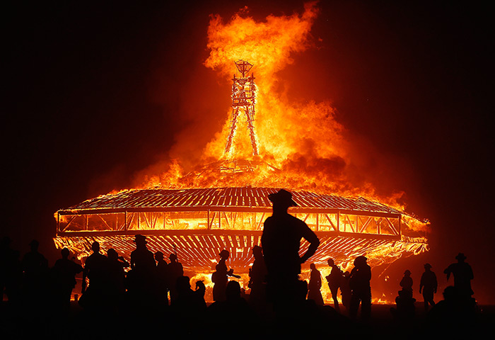 Weekend in pictures: Nevada, USA: The Man burns during the Burning Man 2013 arts and music festi