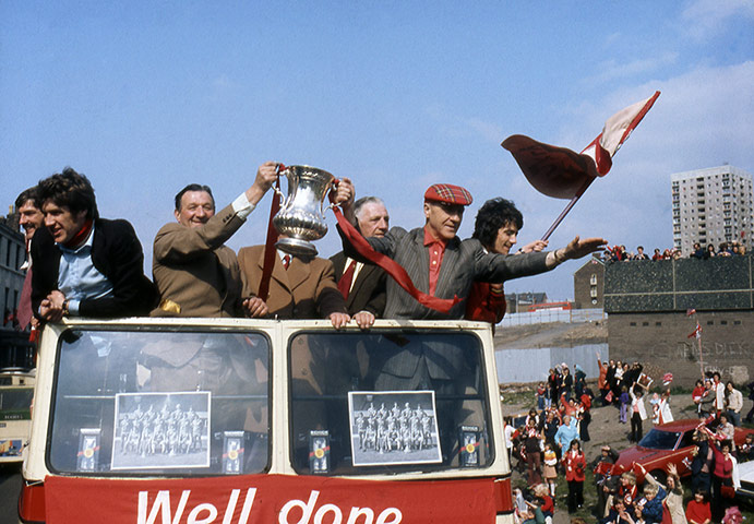 shankly: 1974. F A Cup winners on open top bus parade