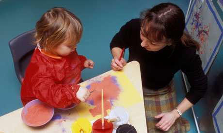 Child and teacher in a nursery