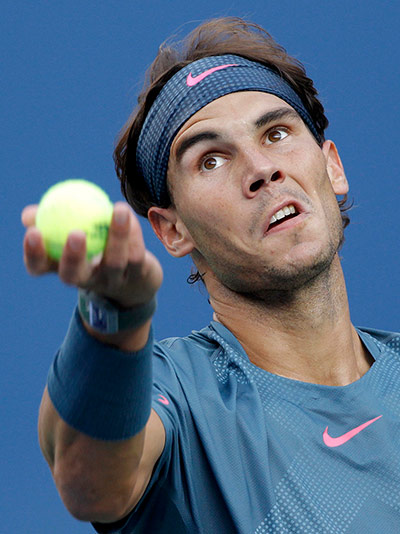 tennis: Nadal of Spain serves to Djokovic