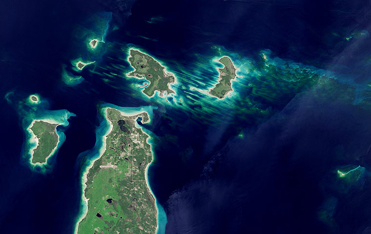 Satellite Eye on Earth: Garden and Hog Islands, Michigan