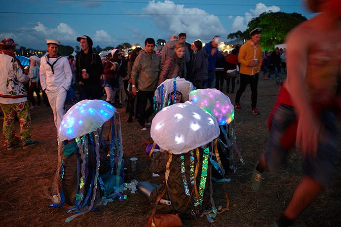 Bestival: Festivalgoers in jellyfish fancy dress