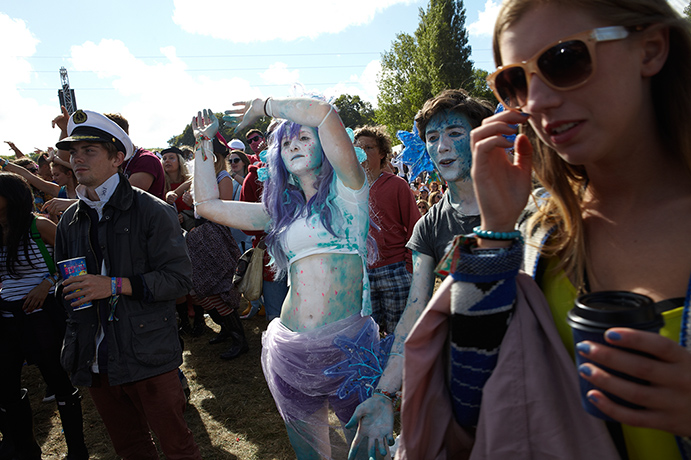 Bestival: A festival goer dressed as a mermaid