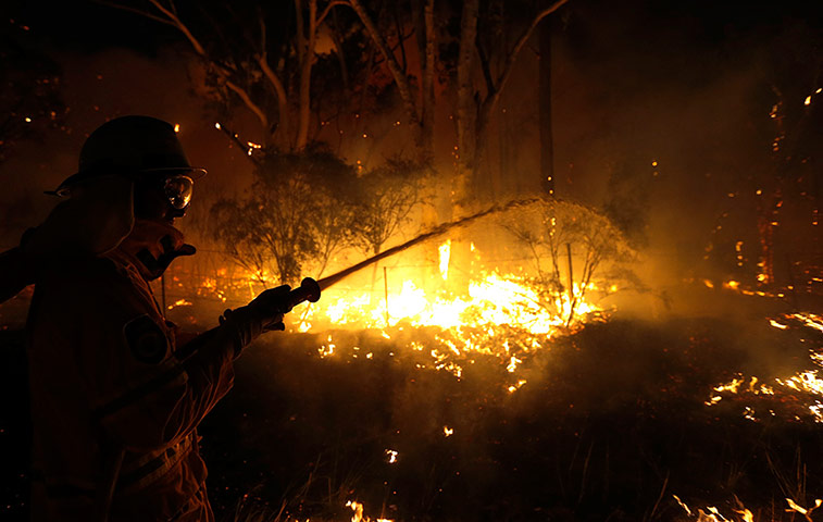 Australia wildfires: A firefighter works on a bushfire