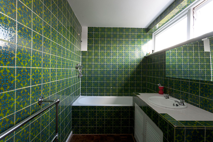 homes - marygate lane: green bathroom of sixties home