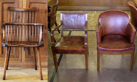 Windsor chair, left, 1756; Giles Gilbert Scott's chairs, right, 1936. Photograph: Bodleian Library