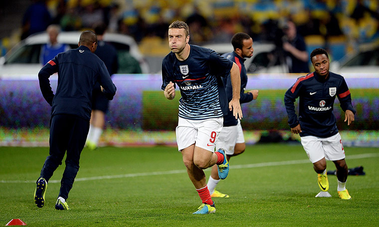 Ukraine v England: Rickie Lambert warms up