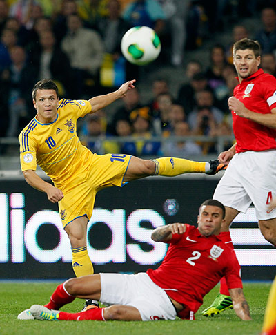Ukraine v England: Yevhen Konoplyanka shoots at goal