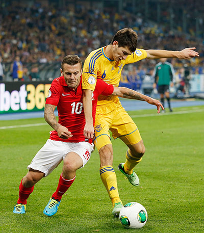 Ukraine v England: Jack Wilshere and Taras Stepanenko