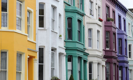 A row of terraced houses are pictured in west London