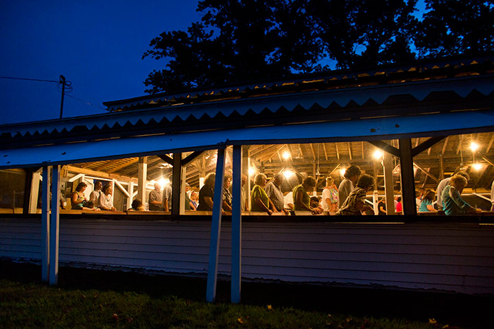 Smith Island : Residents pray inside the island's Methodist Tabernacle