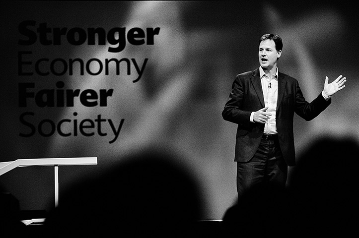 Lib Dem conference: Liberal Democrat leader Nick Clegg speaks during a rally at the end of the 