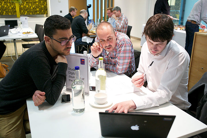 Judging lunch: The Student Digitial Journalist of the Year judges in deep concentration