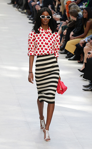 Burberry at LFW: A model on the catwalk for burberry at London fashion week