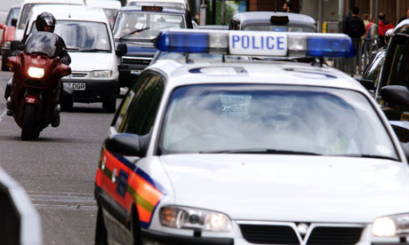 police car in traffic