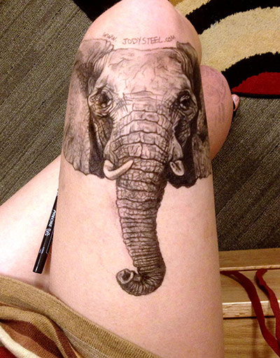 Thigh Doodles: Elephant thigh doodle 